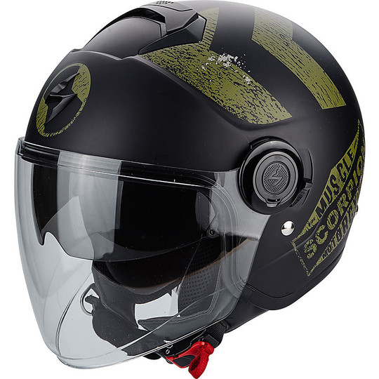Jet Moto Helm Scorpion Exo-City Heritage Matte Black Khaki