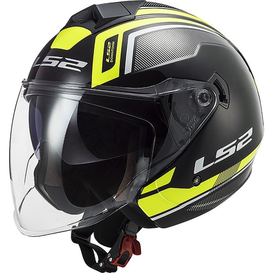 Jet Moto Helmet Ls2 Double Visor Ls2 OF573 TWISTER 2 Flix Yellow Fluo