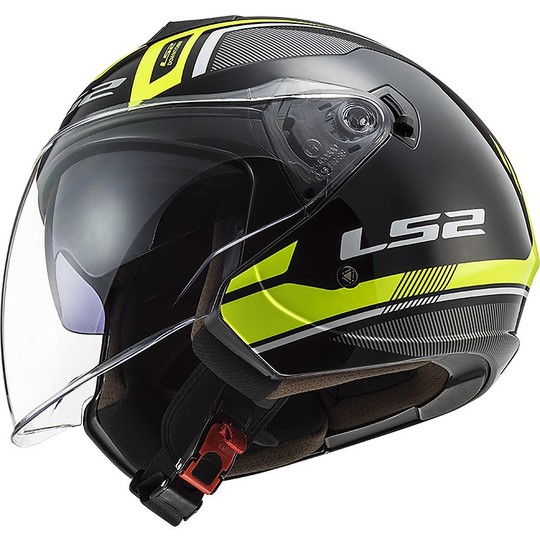 Jet Moto Helmet Ls2 Double Visor Ls2 OF573 TWISTER 2 Flix Yellow Fluo