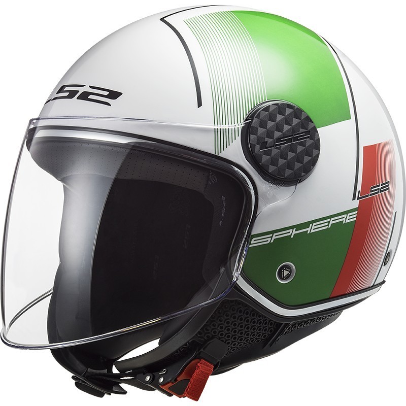 Jet Moto Helmet Ls2 OF558 SPHERE LUX Firm White Green Red