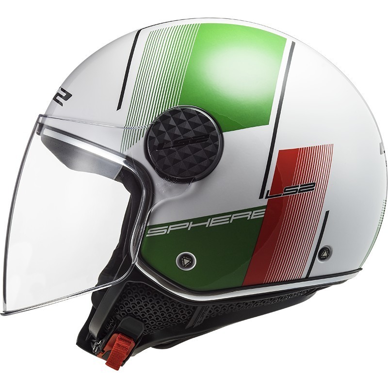 Jet Moto Helmet Ls2 OF558 SPHERE LUX Firm White Green Red