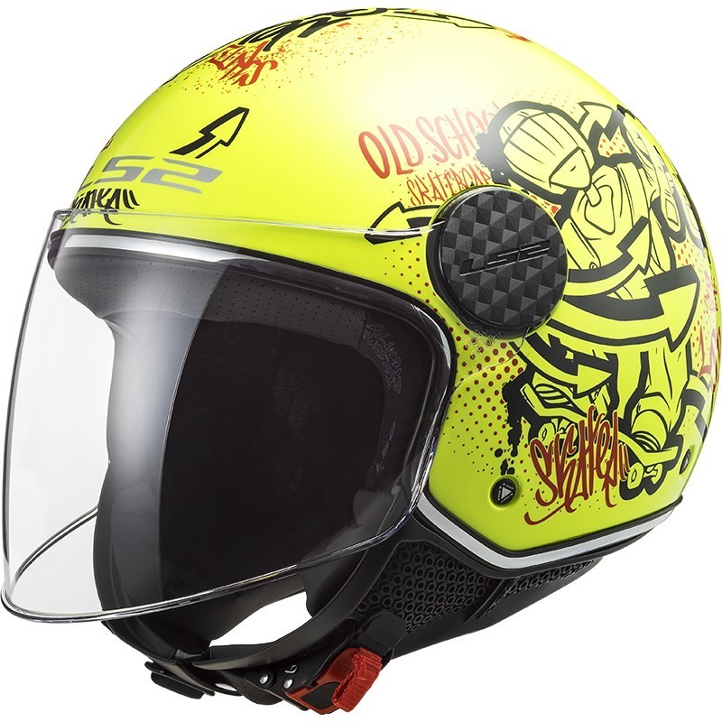 Jet Moto Helmet Ls2 OF558 SPHERE LUX Skater Yellow Fluo