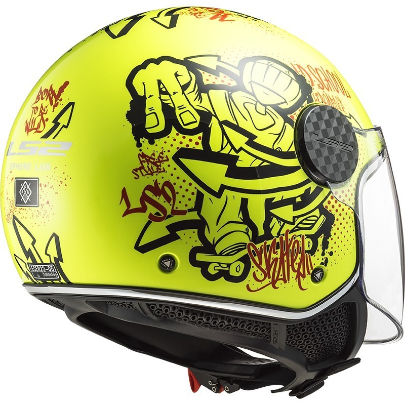Jet Moto Helmet Ls2 OF558 SPHERE LUX Skater Yellow Fluo