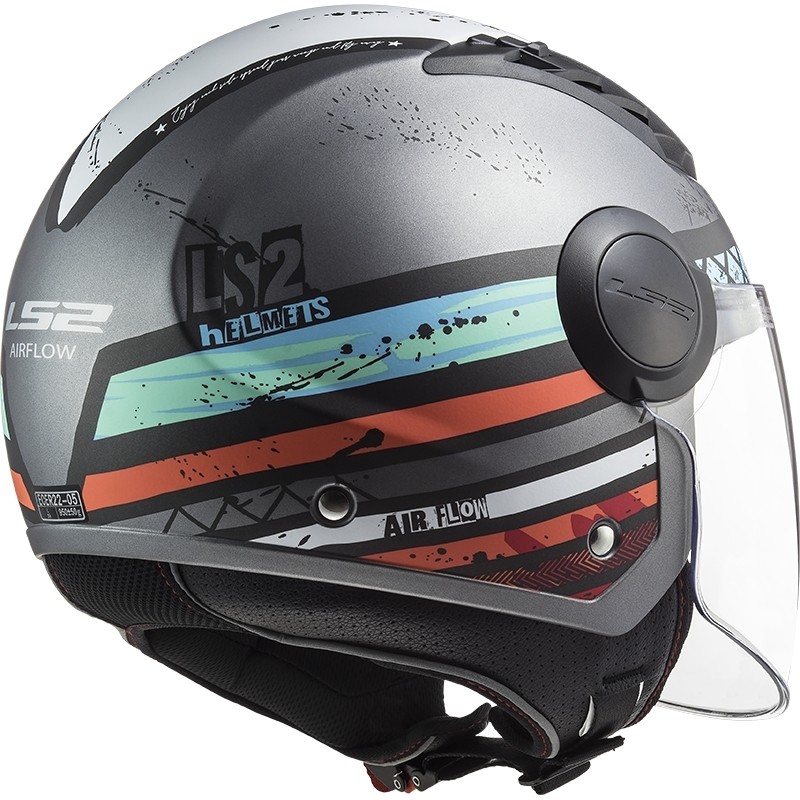 Jet Moto Helmet Ls2 OF562 Airflow RONNIE Silver Blue Opaque