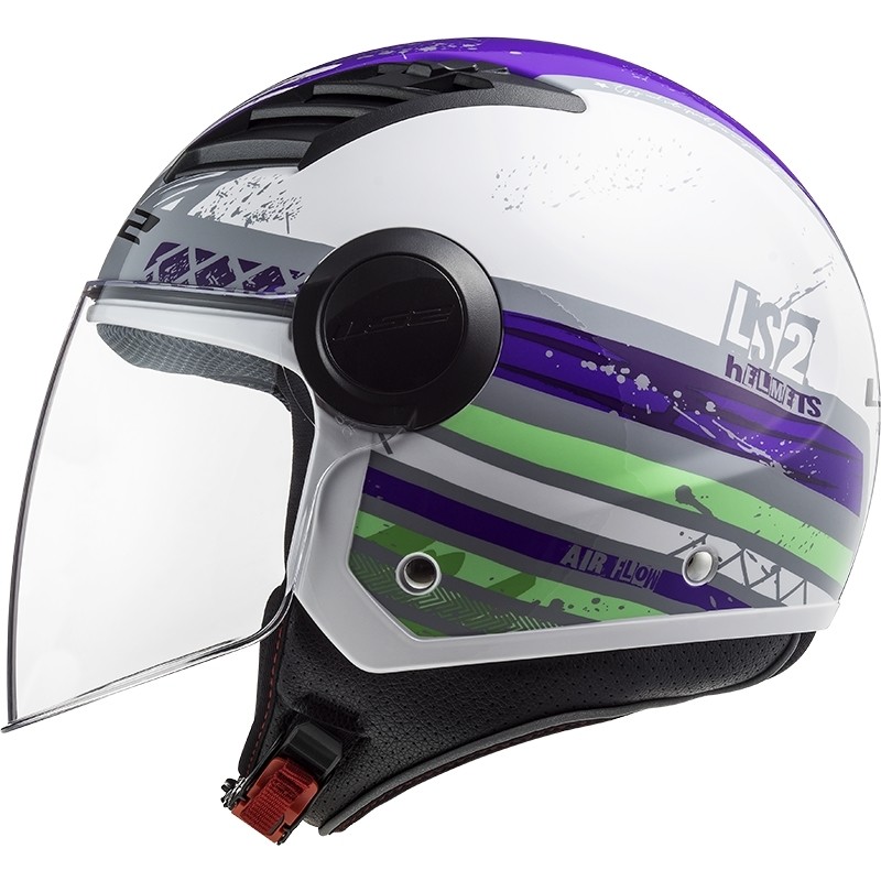 Jet Moto Helmet Ls2 OF562 Airflow RONNIE Titanium Purple