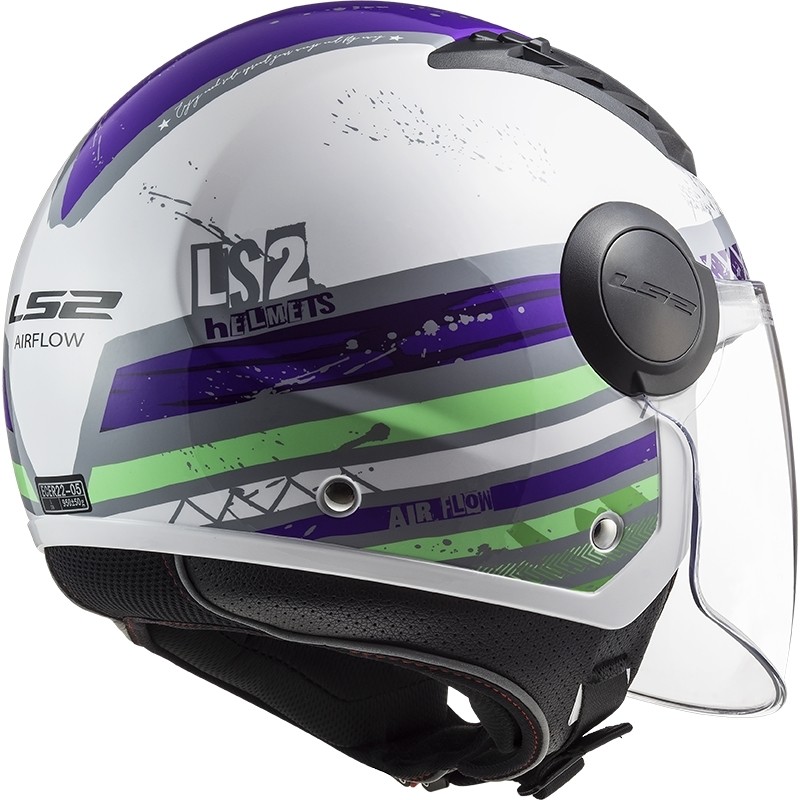 Jet Moto Helmet Ls2 OF562 Airflow RONNIE Titanium Purple