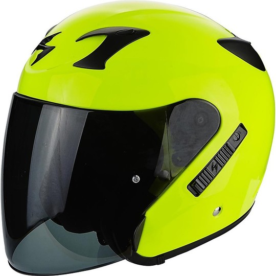 Jet Moto Helmet Scorpion Exo-220 festes gelbes Neon