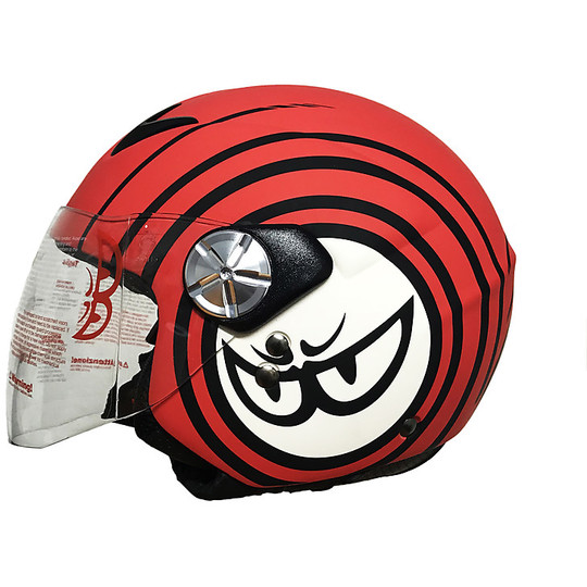 Jet Motorbike Helmet with Berik Visor Model 1 Ski Red Rubberized