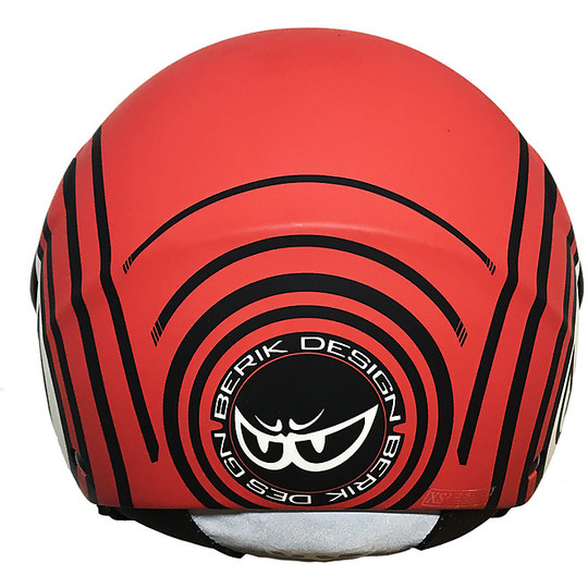 Jet Motorbike Helmet with Berik Visor Model 1 Ski Red Rubberized