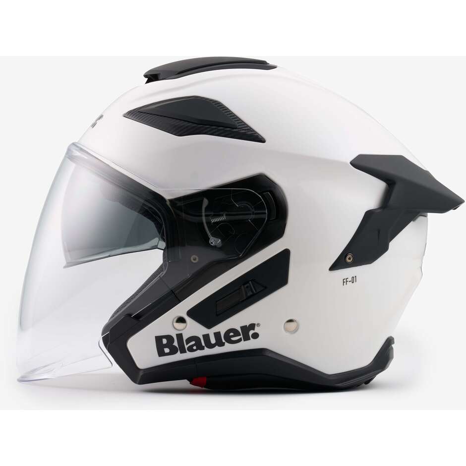 Jet Motorcycle Helmet Blauer JJ01 Double Visor Mono White