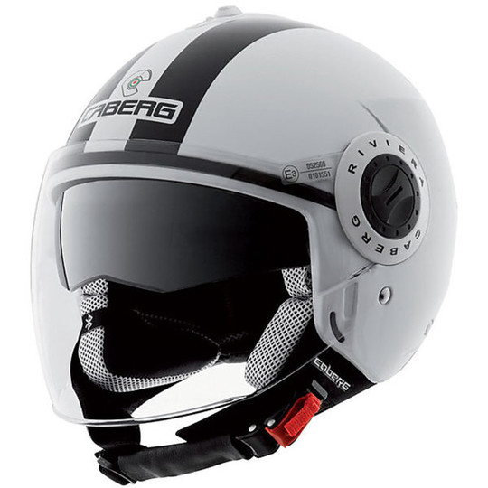 Jet Motorcycle Helmet Caberg Riviera V2 + Model Double Visor Legend Black and White