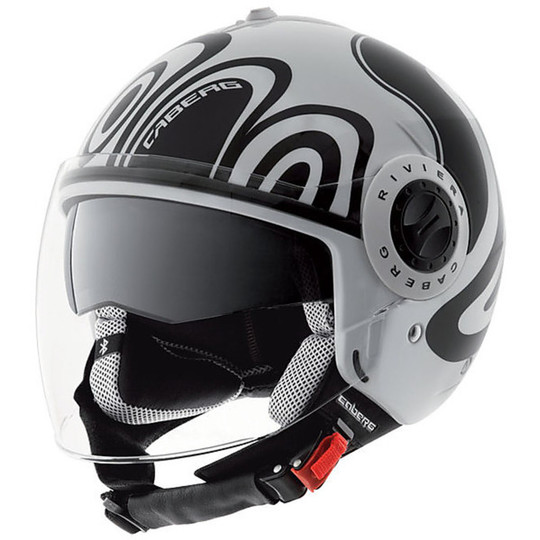 Jet Motorcycle Helmet Caberg Riviera V2 + Model Double Visor Legend Wave White-Black