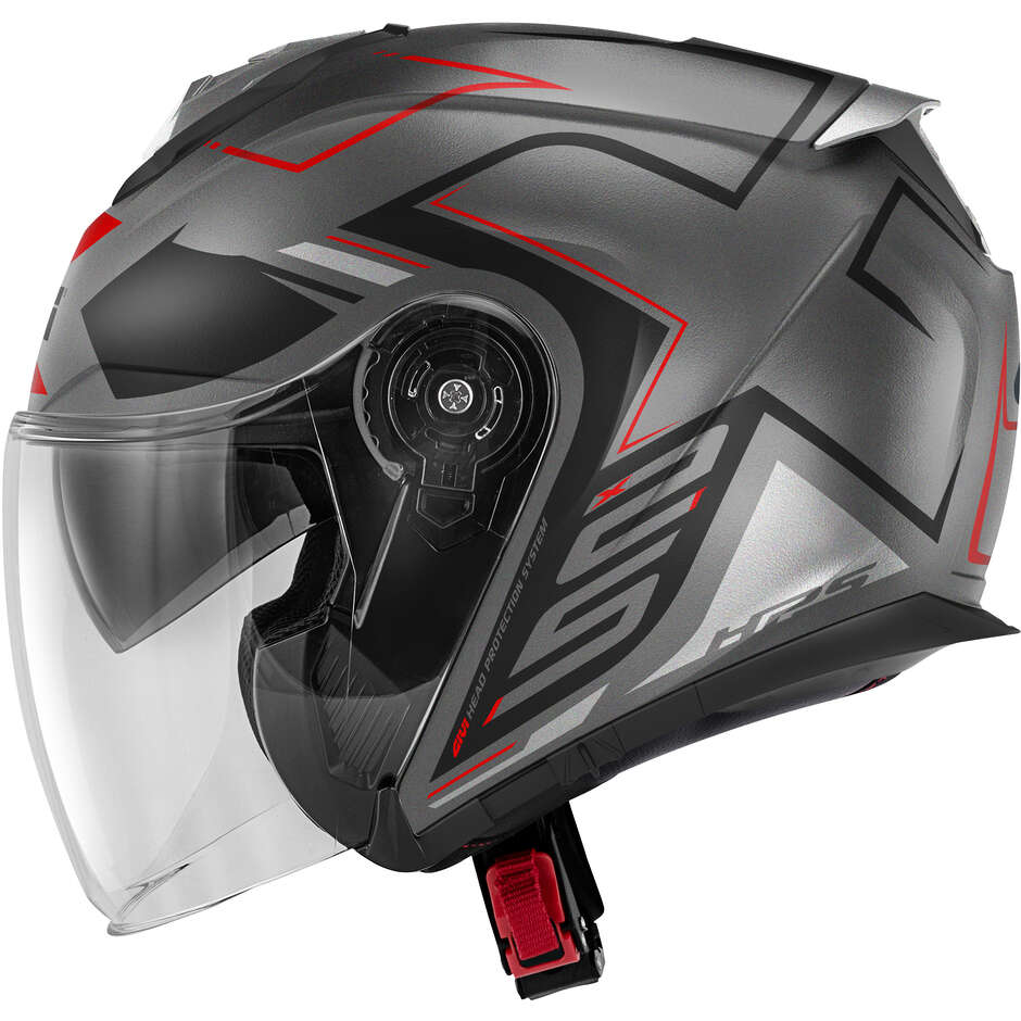 Jet motorcycle helmet Givi X.25F TRACE Titanium Black Red