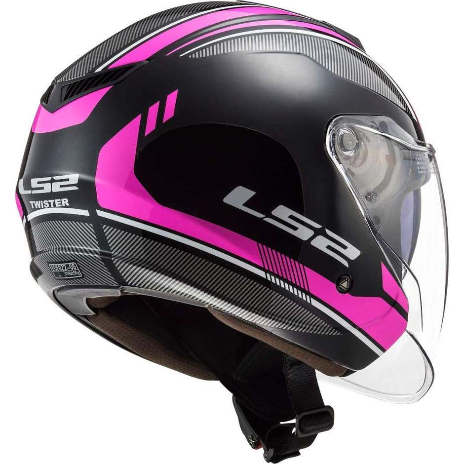 Jet Motorcycle Helmet Ls2 Double Visor Ls2 OF573 TWISTER 2 Flix Black Pink