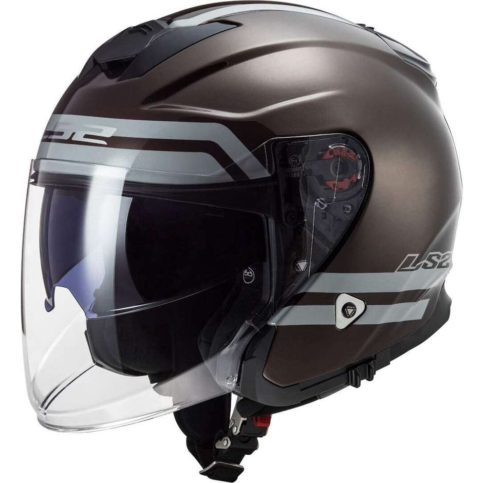 Jet Motorcycle Helmet Ls2 OF521 INFINITY Hyper Wood