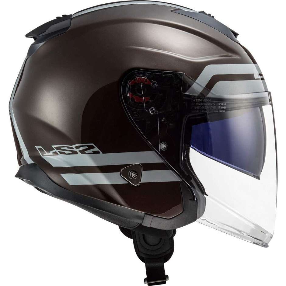 Jet Motorcycle Helmet Ls2 OF521 INFINITY Hyper Wood