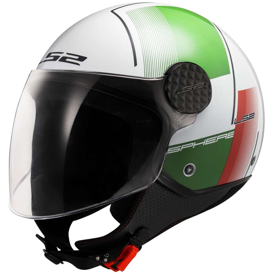 Jet Motorcycle Helmet Ls2 OF558 SPHERE LUX 2 FIRM White Green Red