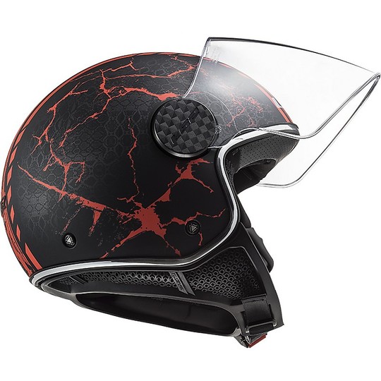Jet Motorcycle Helmet Ls2 of558 SPHERE LUX Snake Black Matte Red
