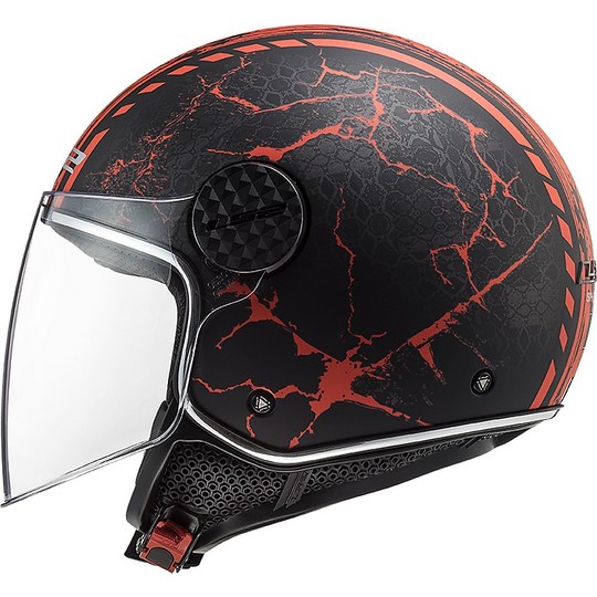 Jet Motorcycle Helmet Ls2 of558 SPHERE LUX Snake Black Matte Red