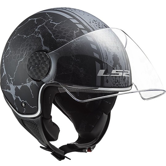 Jet Motorcycle Helmet Ls2 of558 SPHERE LUX Snake Black Titanium Matt