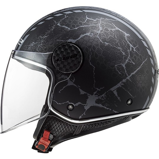 Jet Motorcycle Helmet Ls2 of558 SPHERE LUX Snake Black Titanium Matt
