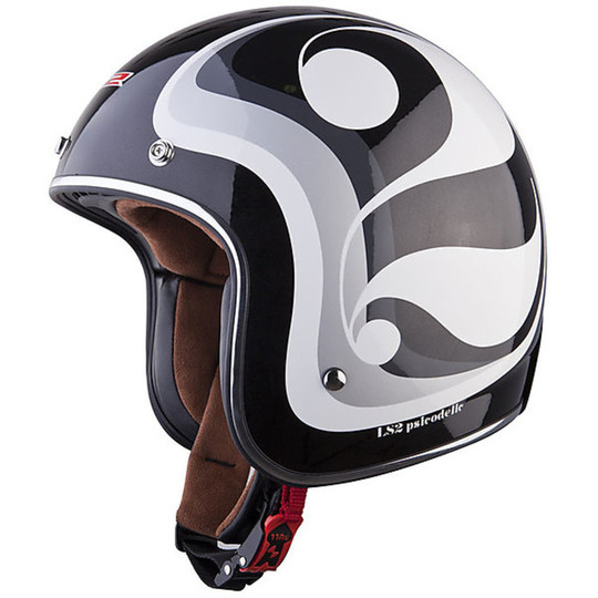 Jet motorcycle helmet LS2 OF583 In Fira Psicoedelic Black