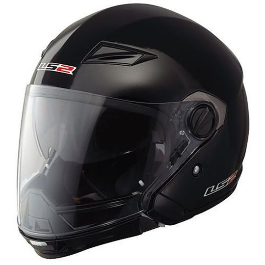 Jet motorcycle helmet LS2 Scape OF569.1 detachable chin Gloss Black