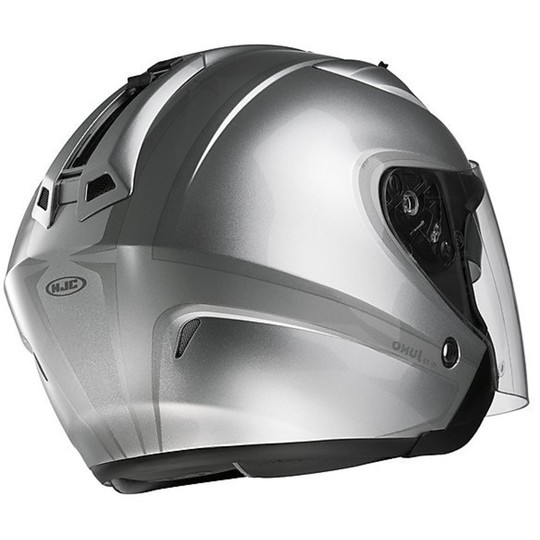 Jet Motorrad Helm HJC IS33 Dual-Visor Silber