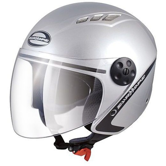 Jet Motorrad Helm mit Visier Lange EurHope Top Line Belüftete Farbe Silber