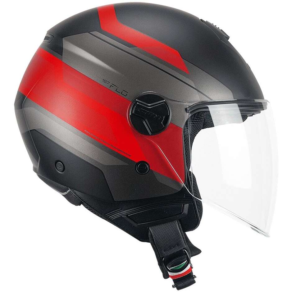 Jet-Motorradhelm CGM 167K FLO CITY Schwarz Rot matt lang