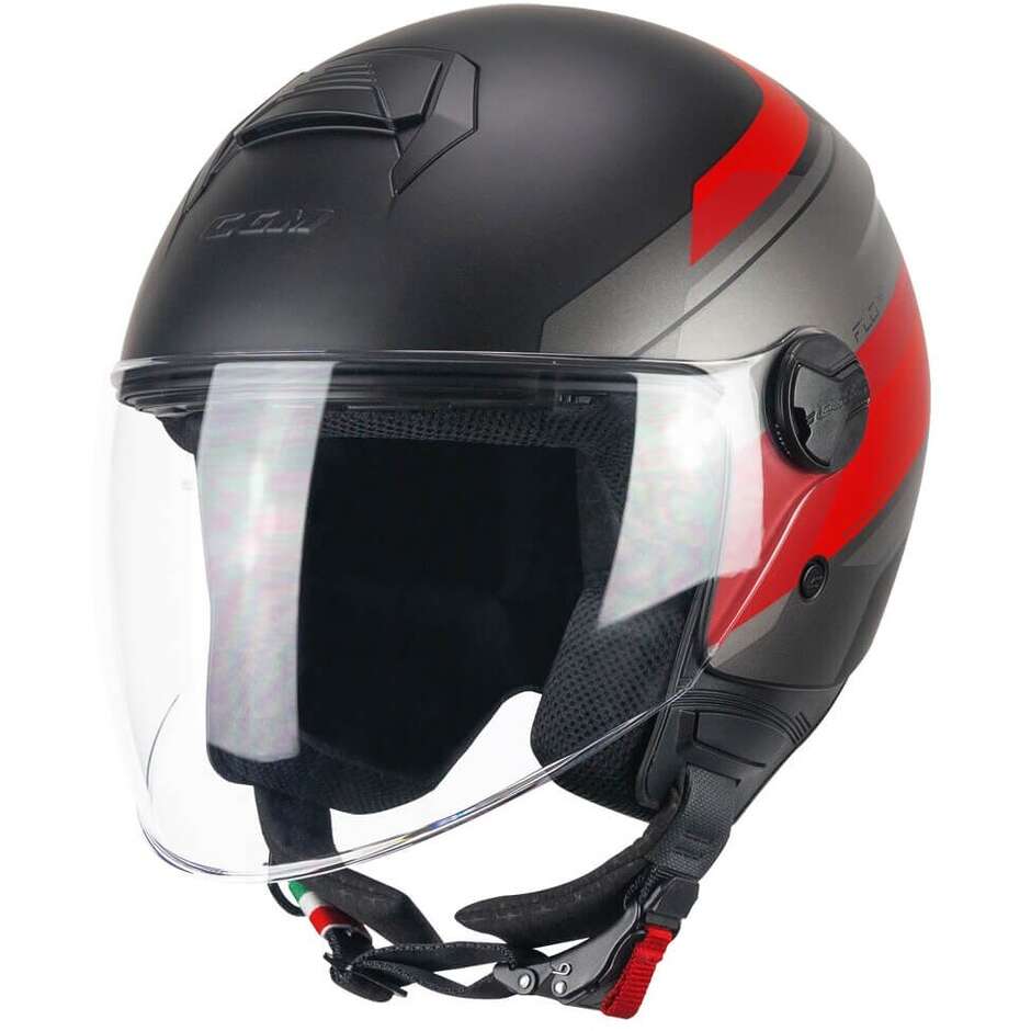 Jet-Motorradhelm CGM 167K FLO CITY Schwarz Rot matt lang