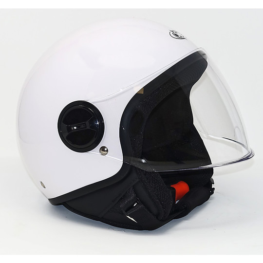 Jet One Motorcycle Helmet With Glossy White Lift Visor