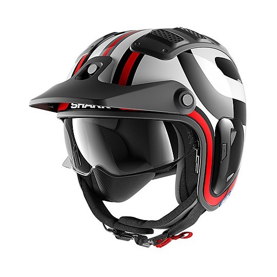 Jet Retro Motorcycle Helmet Shark X-DRAK 2 Thrust-R Black White Red