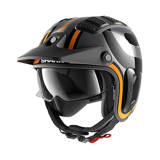 Jet Retro Motorcycle Helmet Shark X-DRAK 2 Thrust-R Fiber Black Anthracite Orange