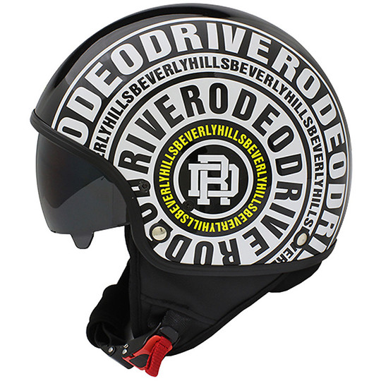 Jet Rodeo Drive RD111 motorcycle helmet with visor black glossy white