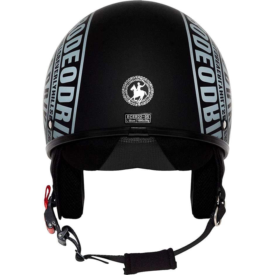 Jet Rodeo Drive RD111 motorcycle helmet with visor Black Matt Silver
