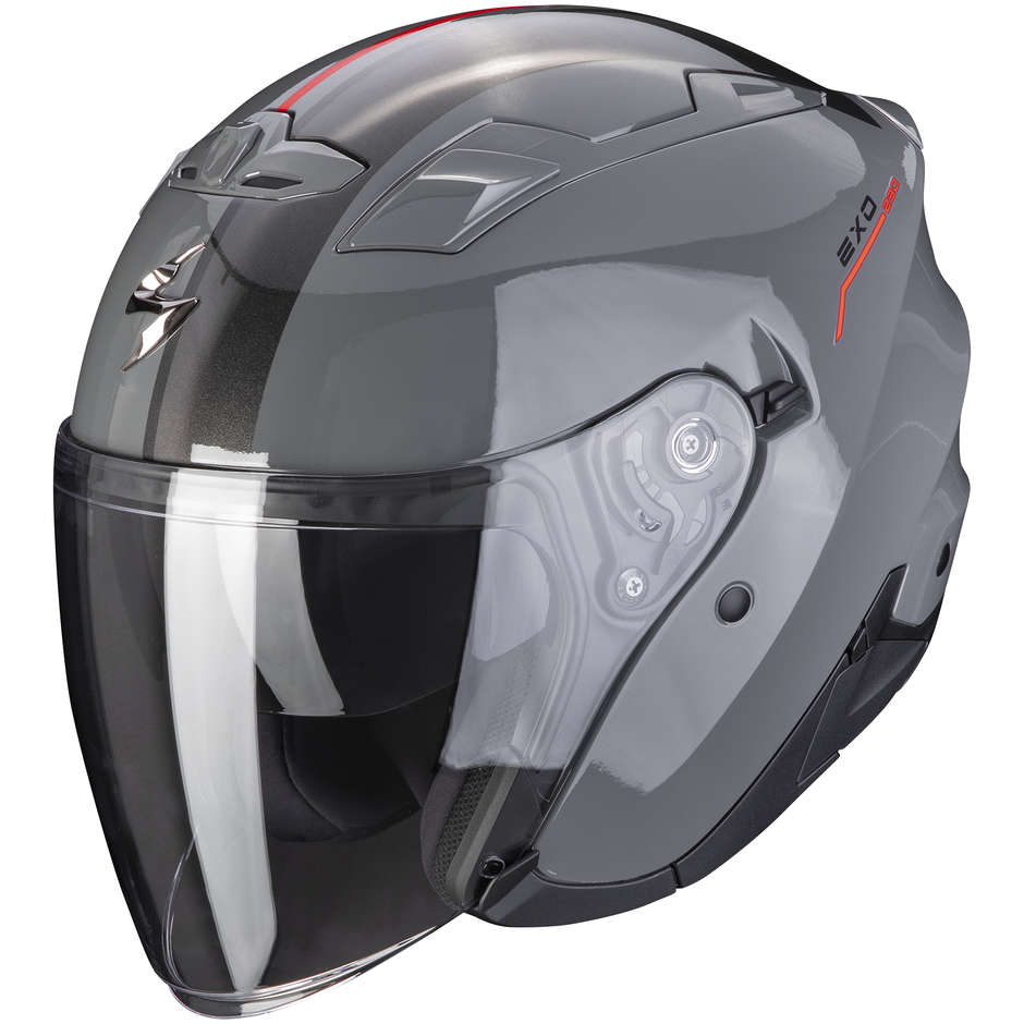 Jet Scorpion EXO-230 SR Motorcycle Helmet Gray Cement Red