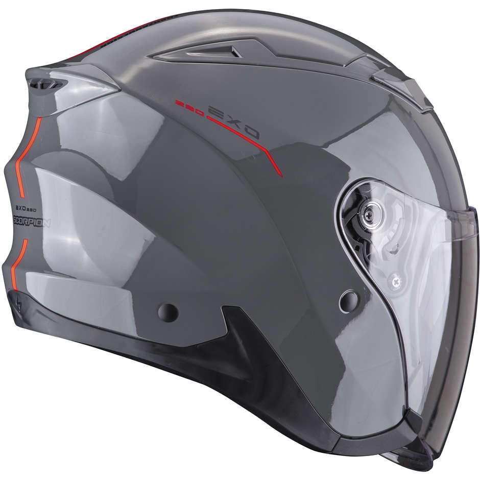 Jet Scorpion EXO-230 SR Motorcycle Helmet Gray Cement Red