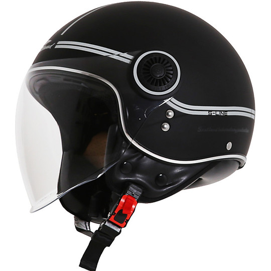 Jet Scotland Fashion Visor Motorcycle Helmet Black Silver