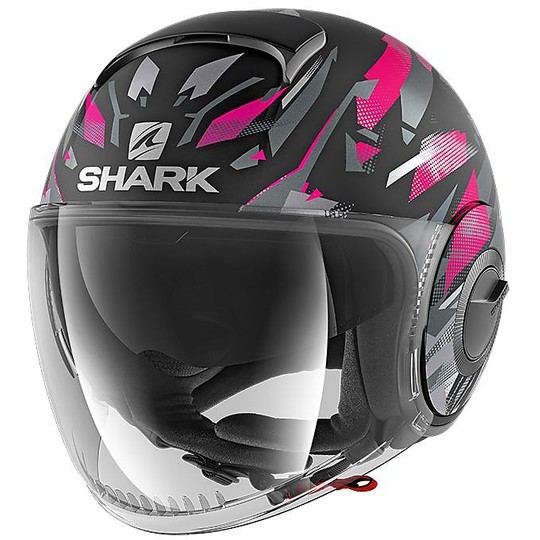 Jet Shark NANO KANHJI Motorcycle Helmet Matte Black Pink