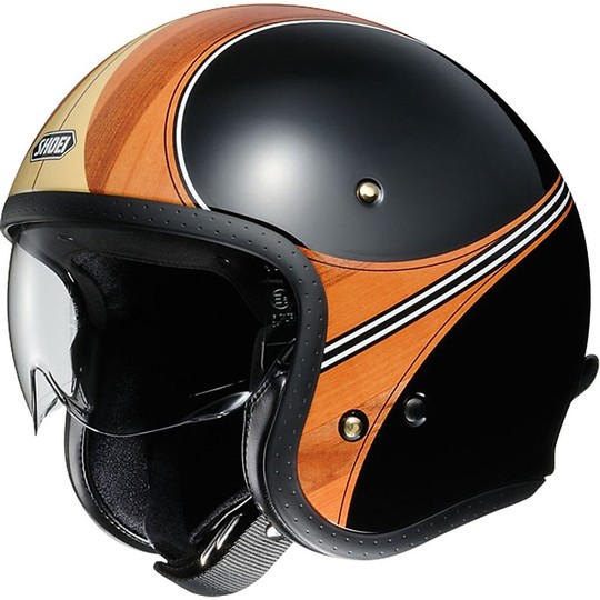Jet Shoei JO Vintage Waime motorcycle helmet Black Orange
