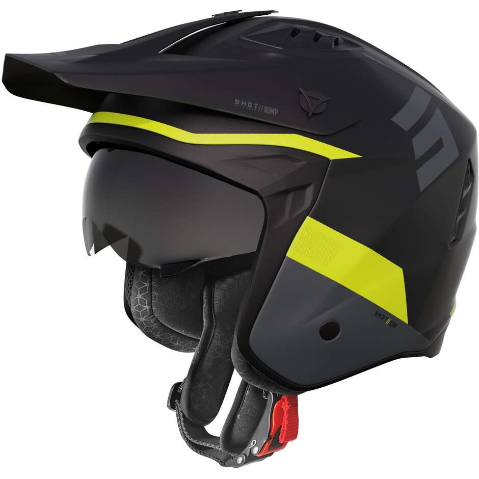 Jet Shot Motorcycle Helmet JUMP Black Neon Yellow Matt
