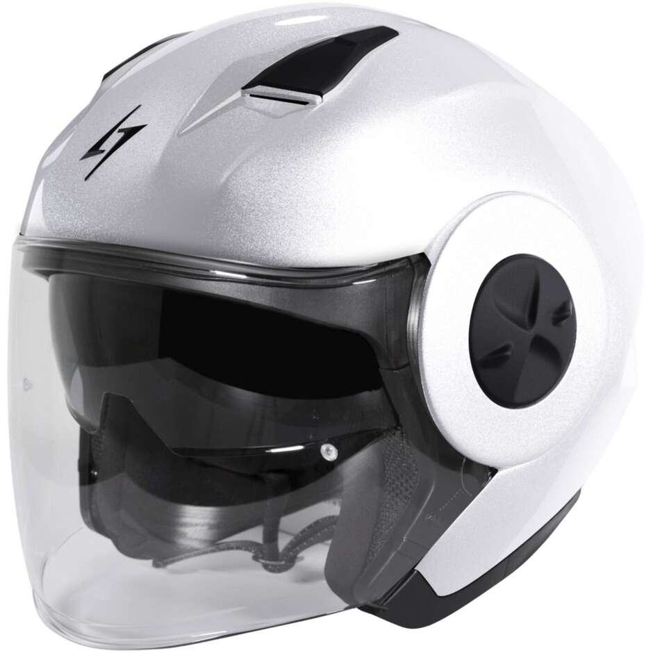 Jet Stormer Trend Motorcycle Helmet Double White Pearl Visor