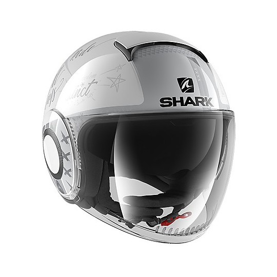 Jet Visor Helmet Dual Visor Shark NANO Tribute RM White Silver