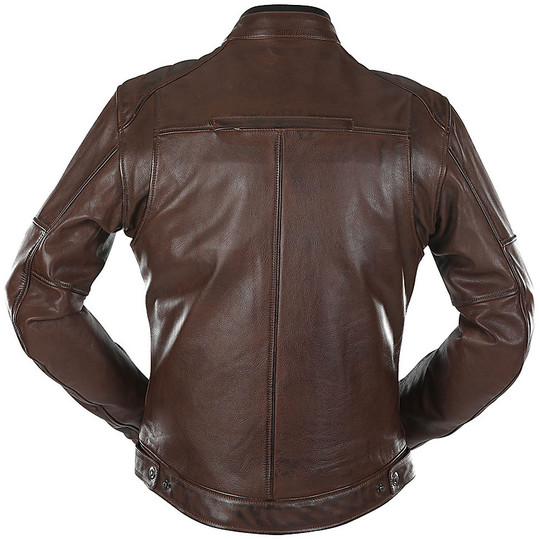 JOHAN Brown Overlap Leather Motorcycle Jacket