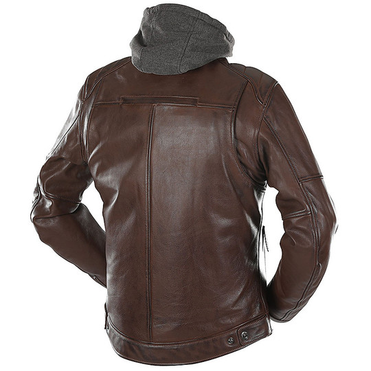 JOHAN Brown Overlap Leather Motorcycle Jacket