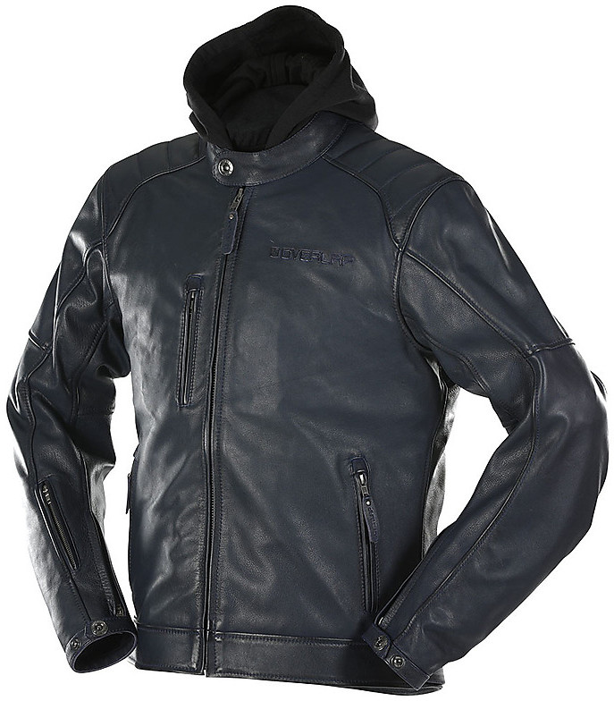 JOHAN Midnight Certified Leather Motorcycle Jacket Overlap
