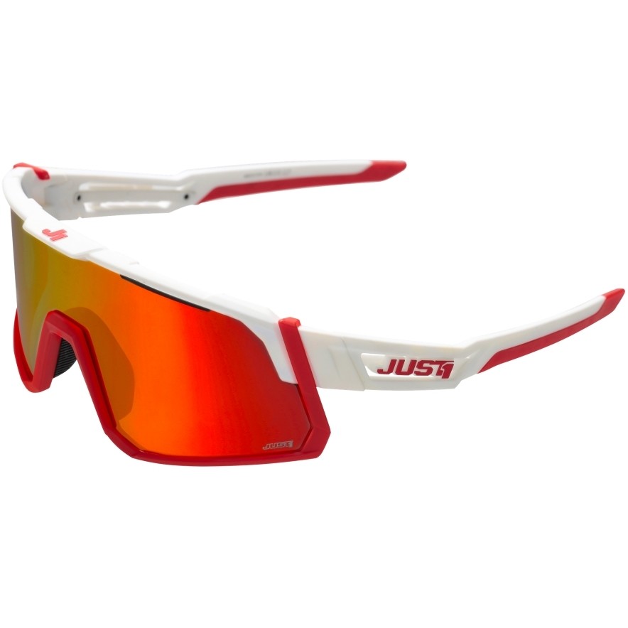 Just 1 SNIPER Sport Bike Glasses White Red Mirror Red Lens