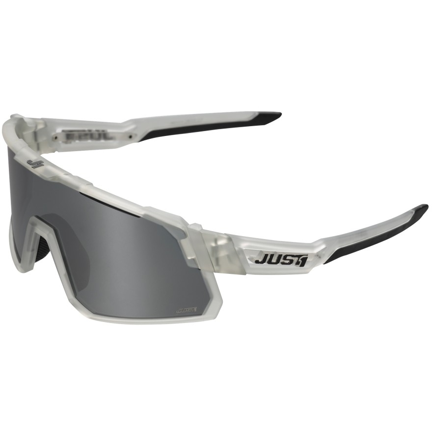 Just 1 SNIPER Sport Bike Sunglasses Gray Black Silver Mirror Lens