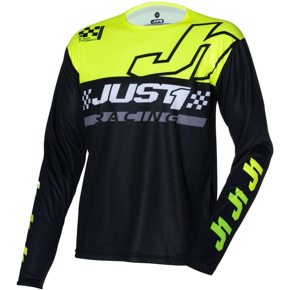 Just1 J-COMMAND Competition Cross Enduro Motorcycle Jersey Black Yellow Fluo